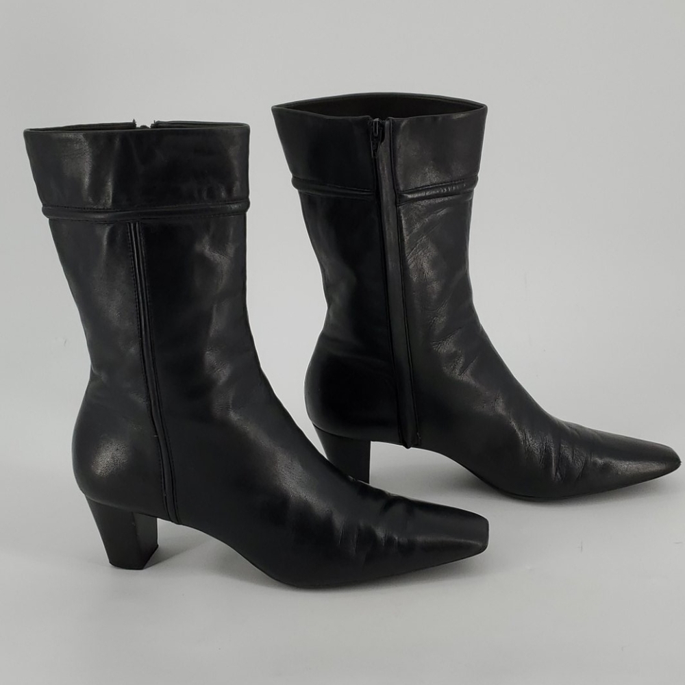 Cole Haan Black Leather Calf Boots Size 10 - Picture 2 of 13